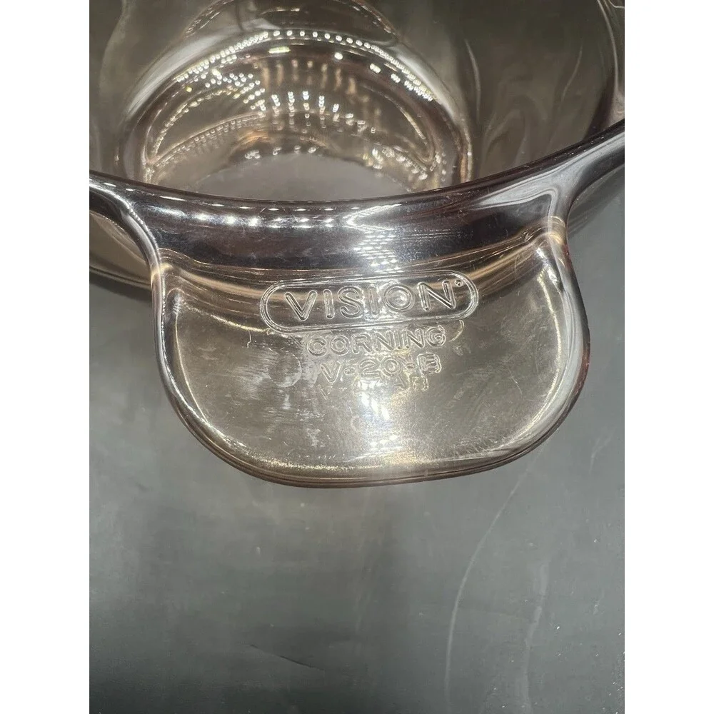 Vintage Vision Corning Amber V-20-B Double Boiler Insert Glass Pot No Lid